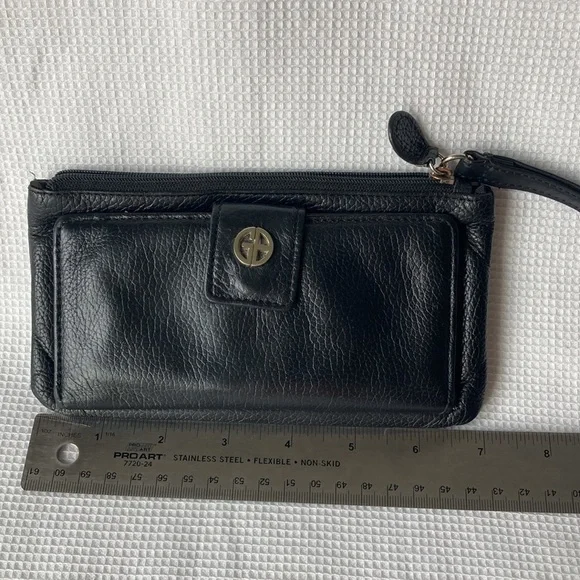 Giani Bernini Grab & Go Black Leather Wallet Wristlet - Picture 2 of 7
